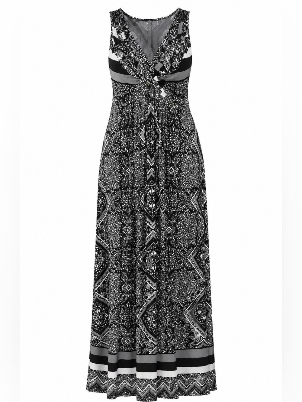 ONE WORLD | Black White Beaded Boho Beach Monochrome Maxi Dress Petite | XL P